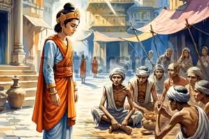 Siddharta sieht die leidenden Menschen